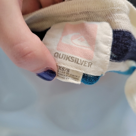 Quiksilver XS/S Tank Top Beige Colorful Stripes Summer Spring Lightweight Guaze - Picture 7 of 8